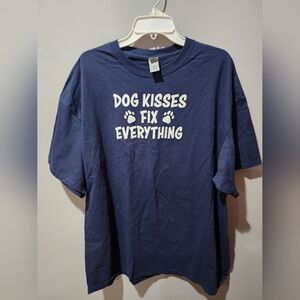 Gildan Navy Blue 'Dog Kisses Fix Everything' T-Shirt